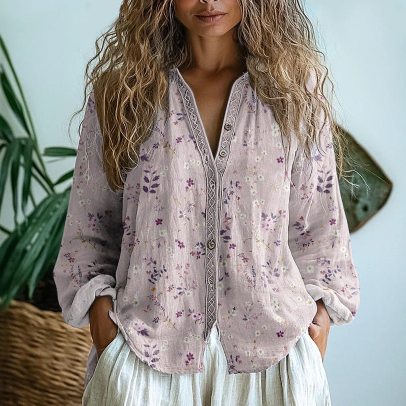 Lena&Rose | Ambre™ - Vintage Leaf Print Blouse