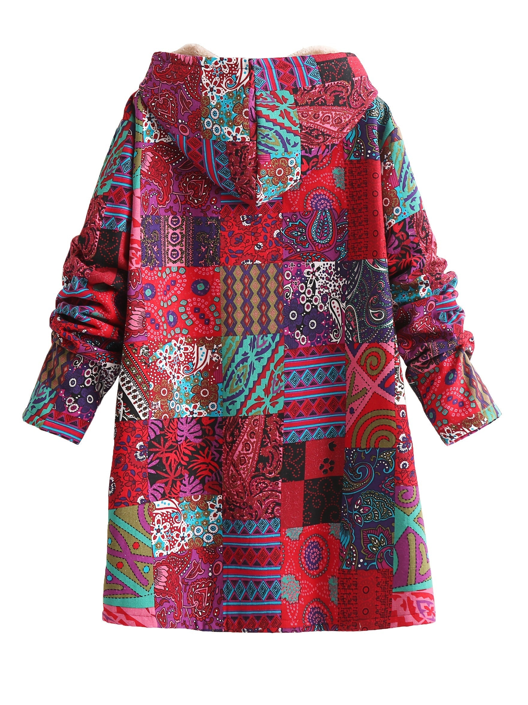 Lena & Rose | Maribel - Patchwork Coat Boho Hooded Winter Jacket